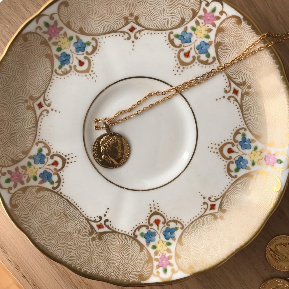 French vintage unique medal gold toned